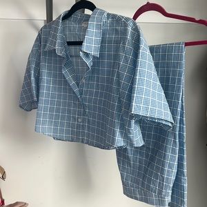 Plaid Crop Top Pant Set